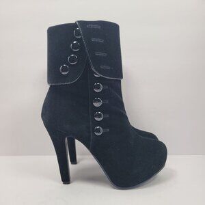 Crape Myrtle Women's Victorian Black Button Boots US Size 6.5 EU 37 Like New